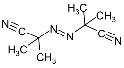 The chemical structure of AIBN