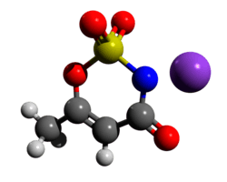 Ball-and-stick model of acesulfame potassium