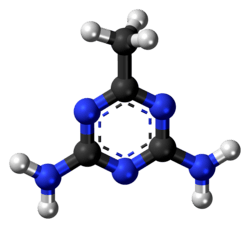 Ball-and-stick model of the acetoguanamine molecule