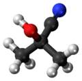 Ball and stick model of acetone cyanohydrin