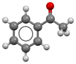 Ball-and-stick model of the acetophenone molecule