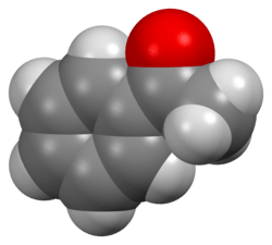 Space-filling model of the acetophenone molecule