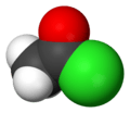 Space-filling model of acetyl chloride