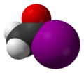 Spacefill model of acetyl iodide