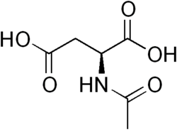Stereo, skeletal formula of N-acetylaspartic acid (S)