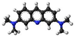 Ball-and-stick model of the acridine orange freebase molecule
