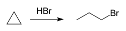 Electrophilic addition of HBr to cyclopropane