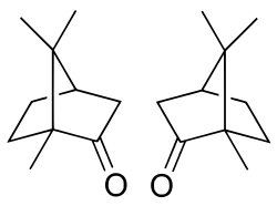 Structural formula of (R) and (S)-camphor