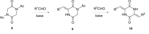 Aldol condensation with 2,5-Diketopiperazines
