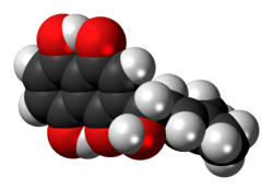 Space-filling model of the alkannin molecule