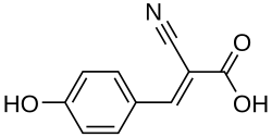 Structural formula of α-cyano-4-hydroxycinnamic acid