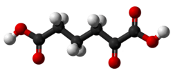 Ball and stick model of α-ketoadipic acid