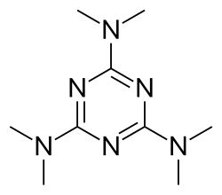 Skeletal formula of altretamine