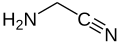 Skeletal formula of aminoacetonitrile with an implicit carbon shown