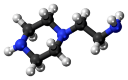 Ball-and-stick model of the aminoethylpiperazine molecule
