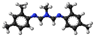 Ball-and-stick model of the amitraz molecule