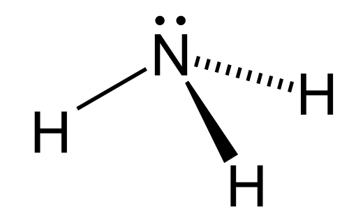 Stereo structural formula of the ammonia molecule
