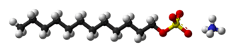 Ball-and-stick model of ammonium lauryl sulfate