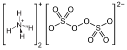 Structural formulas of two ammonium cations and one peroxydisulfate anion