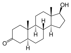 The chemical structure of dihydrotestosterone.