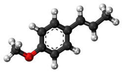 Ball-and-stick model of the anethole molecule