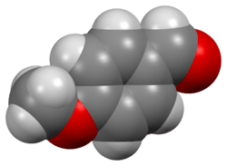 Space-filling model of the anisaldehyde molecule