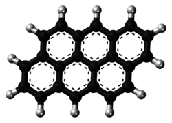 Ball-and-stick model of the anthanthrene molecule