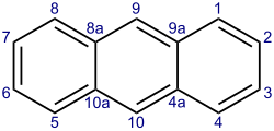 Skeletal formula and numbering system of anthracene