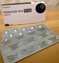 A box of aripiprazole 15 mg tablets.