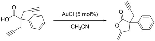 AuCl catalyzed cycloisomerization