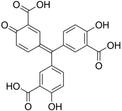 Skeletal formula of aurintricarboxylic acid