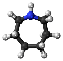 Ball-and-stick model of the azepane molecule
