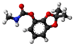 Ball-and-stick model of the bendiocarb molecule