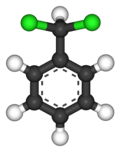 Ball-and-stick model of benzal chloride