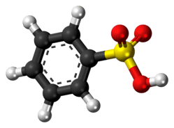 Ball-and-stick model of the benzenesulfonic acid molecule