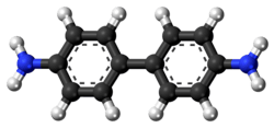 Ball-and-stick model of the benzidine molecule