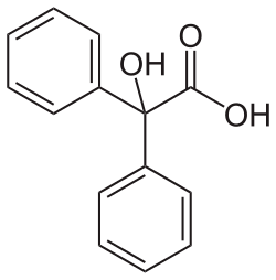 Skeletal formula of benzilic acid