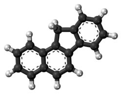 Ball-and-stick model of the benzo[a]fluorene molecule