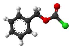 Ball-and-stick model of the benzyl chloroformate molecule