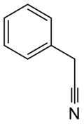 Skeletal formula of benzyl cyanide