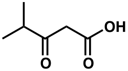 Skeletal formula of beta-ketoisocaproic acid