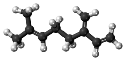 Ball-and-stick model of the beta-myrcene molecule