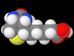 3D space-filling model of Biotin rotating about an axis (GIF)