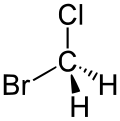 Stereo, skeletal formula of bromochloromethane with all explicit hydrogens added