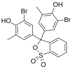Skeletal formula of bromocresol purple in cyclic form