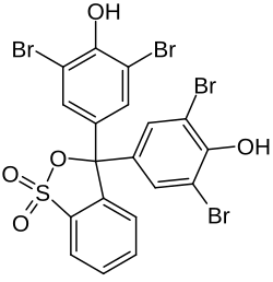 Skeletal formula of bromophenol blue in cyclic form