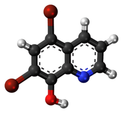 Ball-and-stick model of the broxyquinoline molecule