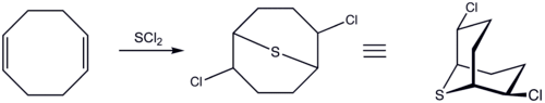 2,6-Dichloro-9-thiabicyclo[3.3.1]nonane, synthesis and reactions
