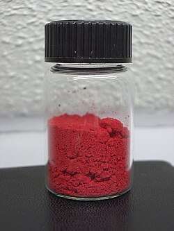 Sample of nanocrystalline cadmium selenide in a vial