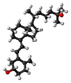 Ball-and-stick model of the calcifediol molecule